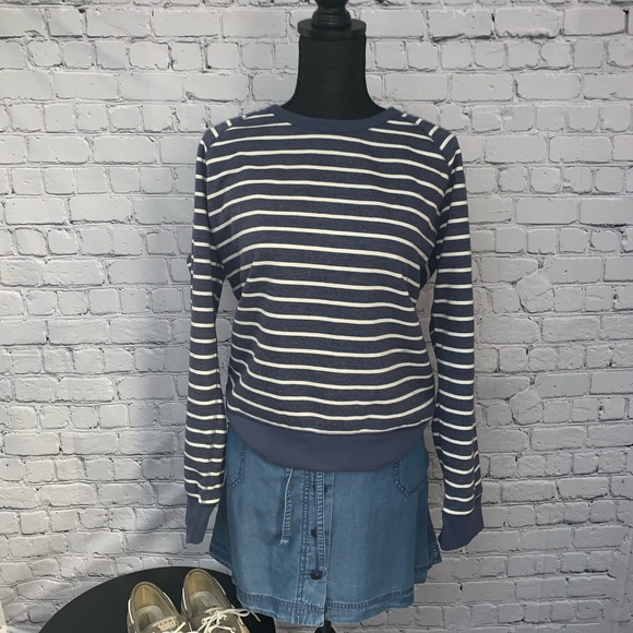 GAP Tops - Gap Blue & White Striped Sweatshirt